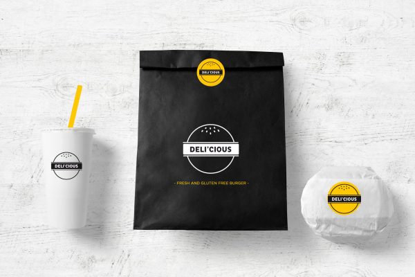 logotype et déclinaison packaging de la marque Deli’Cious