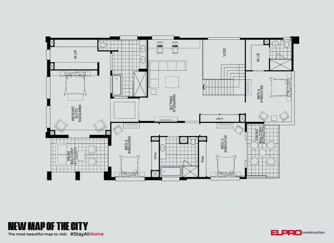 Print de la campagne "New map of the city" d'Elpro Construction