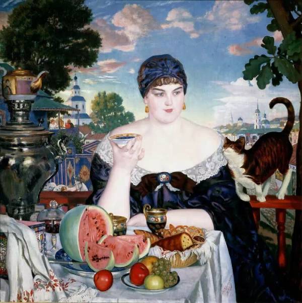 tableau koustodiev femme thé