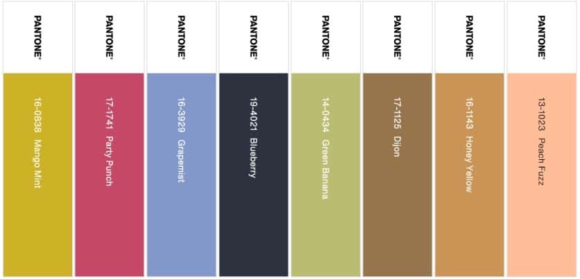 palette flavour full color of the year 2024 pantone