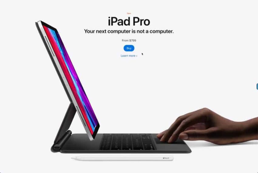 Apple utilise les espaces vides pour mettre le produit au cœur de la page.