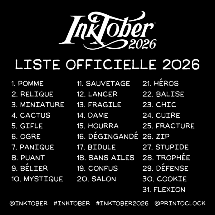 liste officielle inktober 2026 français