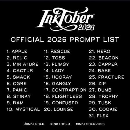 liste officielle inktober 2026 english