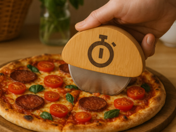 Roulette à pizza publicitaire