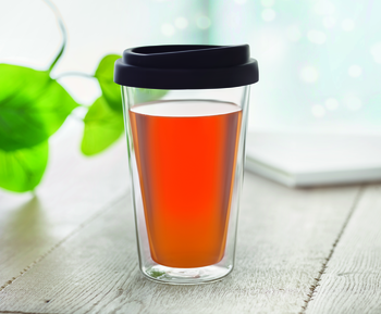Verre borosilicate double paroi 350 ml avec couvercle silicone
