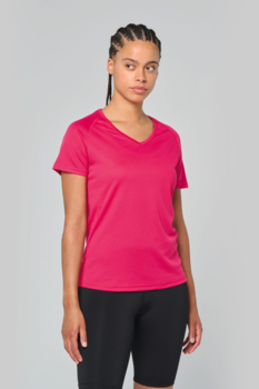 T-shirt de sport col V PA477 en polyester - Femme