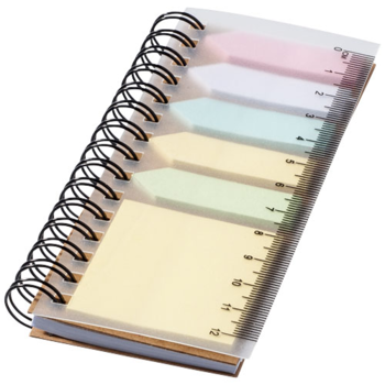 Bloc-notes à spirales avec mémos autocollants colorés