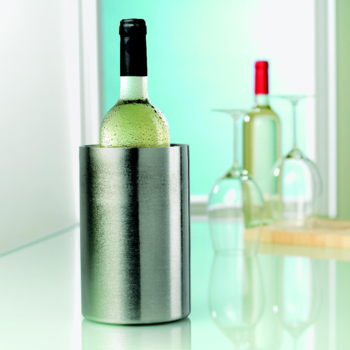 Seau à champagne cylindrique en acier inoxydable double paroi