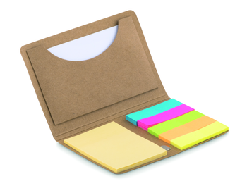Set mémo repositionnable en papier kraft avec porte-cartes