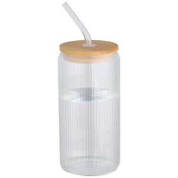 Pot de 500 ml en verre borosilicate Mirage simple paroi avec couvercle en bambou