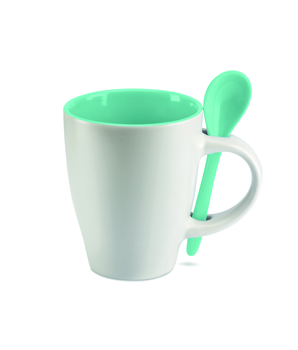 Mug céramique bicolore avec cuillère 250 ml