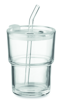Gobelet en verre avec paille 400 ml