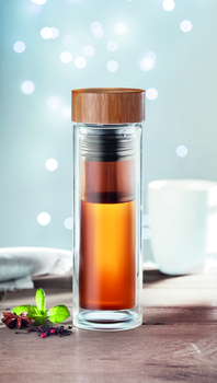 Gourde double paroi en verre borosilicate 420 ml avec infuseur