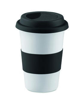 Mug en céramique avec couvercle et bande en silicone 400 ml