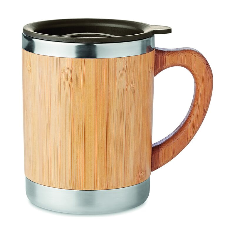 Gobelet inox et bambou 300 ml personnalisé