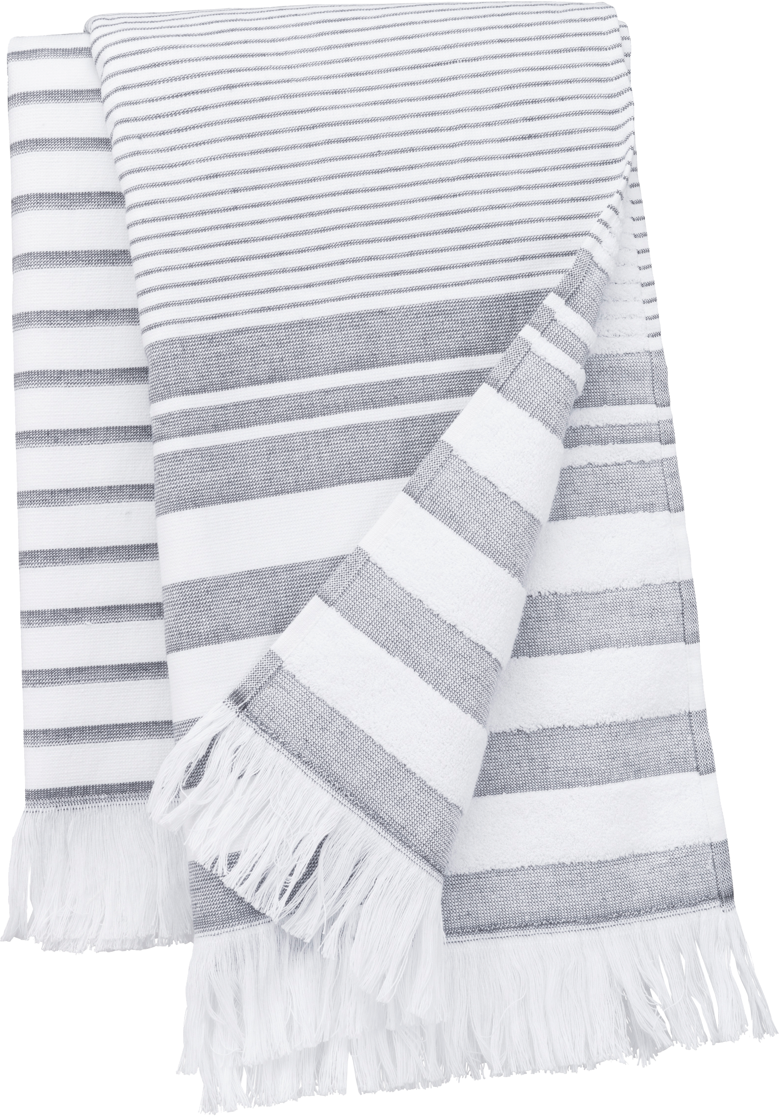 Fouta rayée avec franges en coton