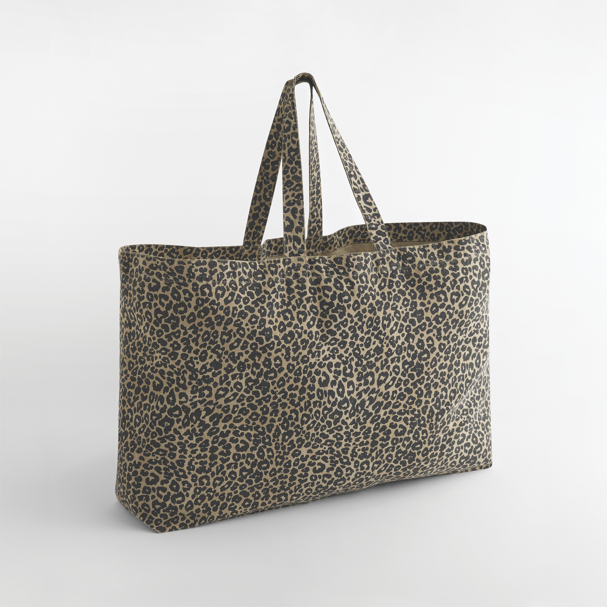 Sac cabas oversize en toile imprimé léopard