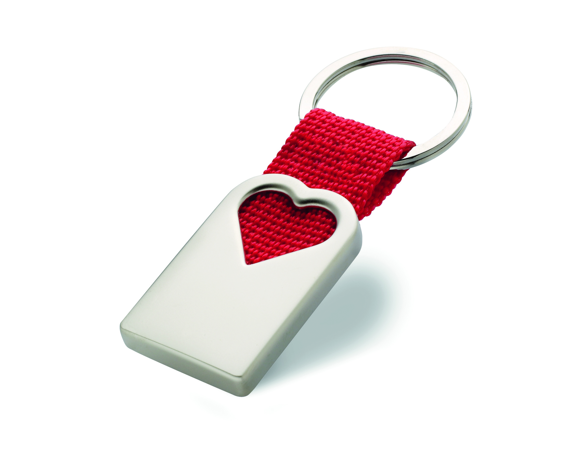 Porte-clés cœur en métal satiné