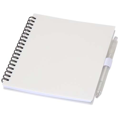 Ensemble carnet à couverture souple en plastique recyclé et stylo bille
