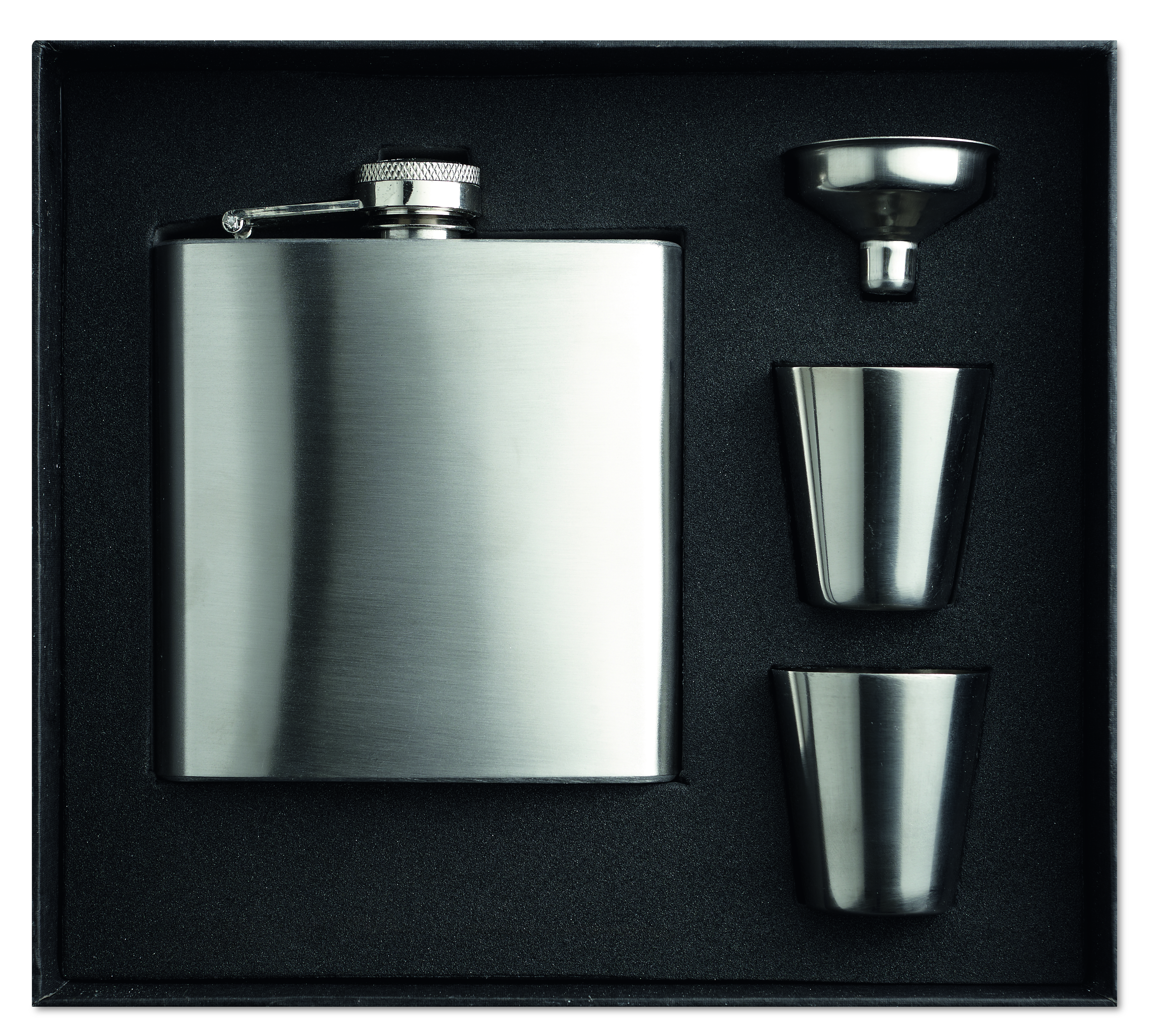 Flacon de poche satin 175 ml avec gobelets