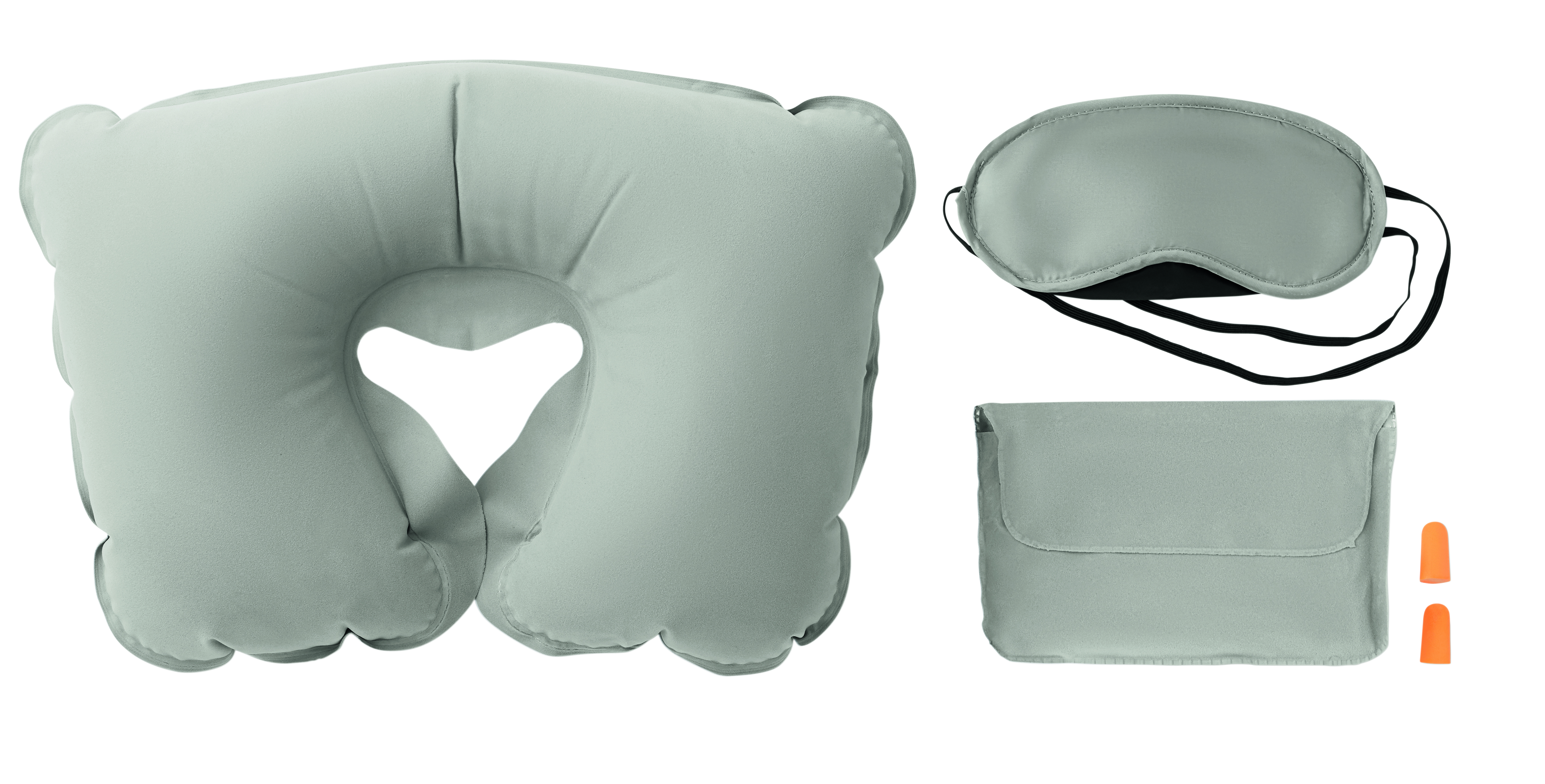 Set de voyage oreiller gonflable velours masque bouchons d'oreilles