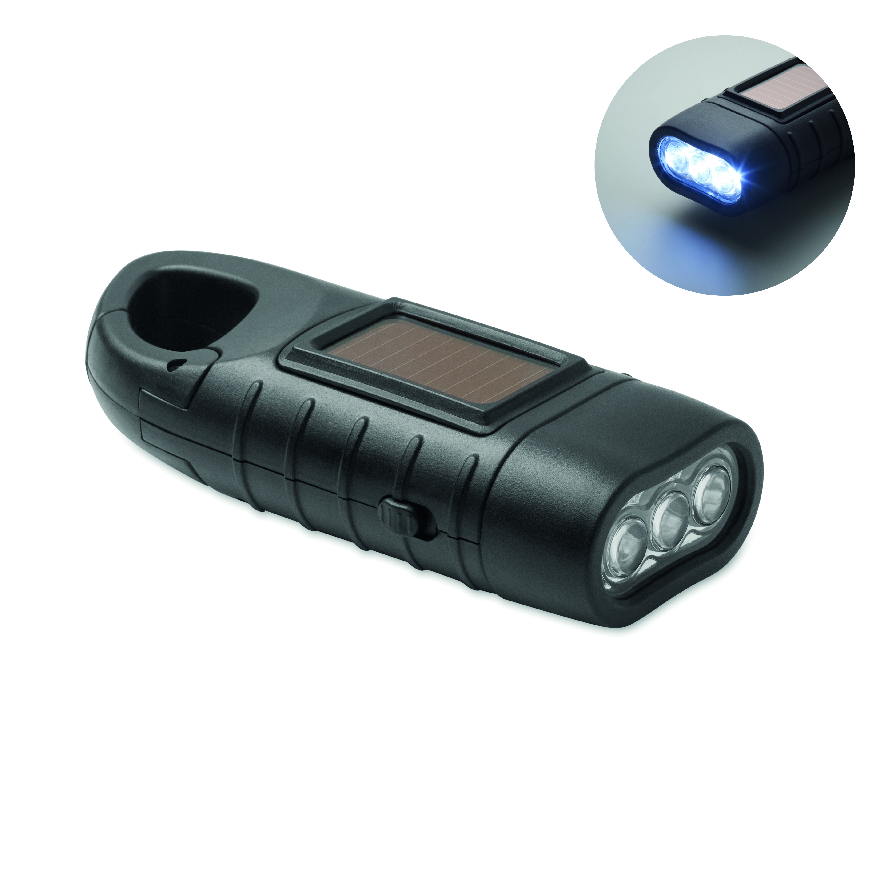 Torche solaire dynamo 3 LED en ABS recyclé