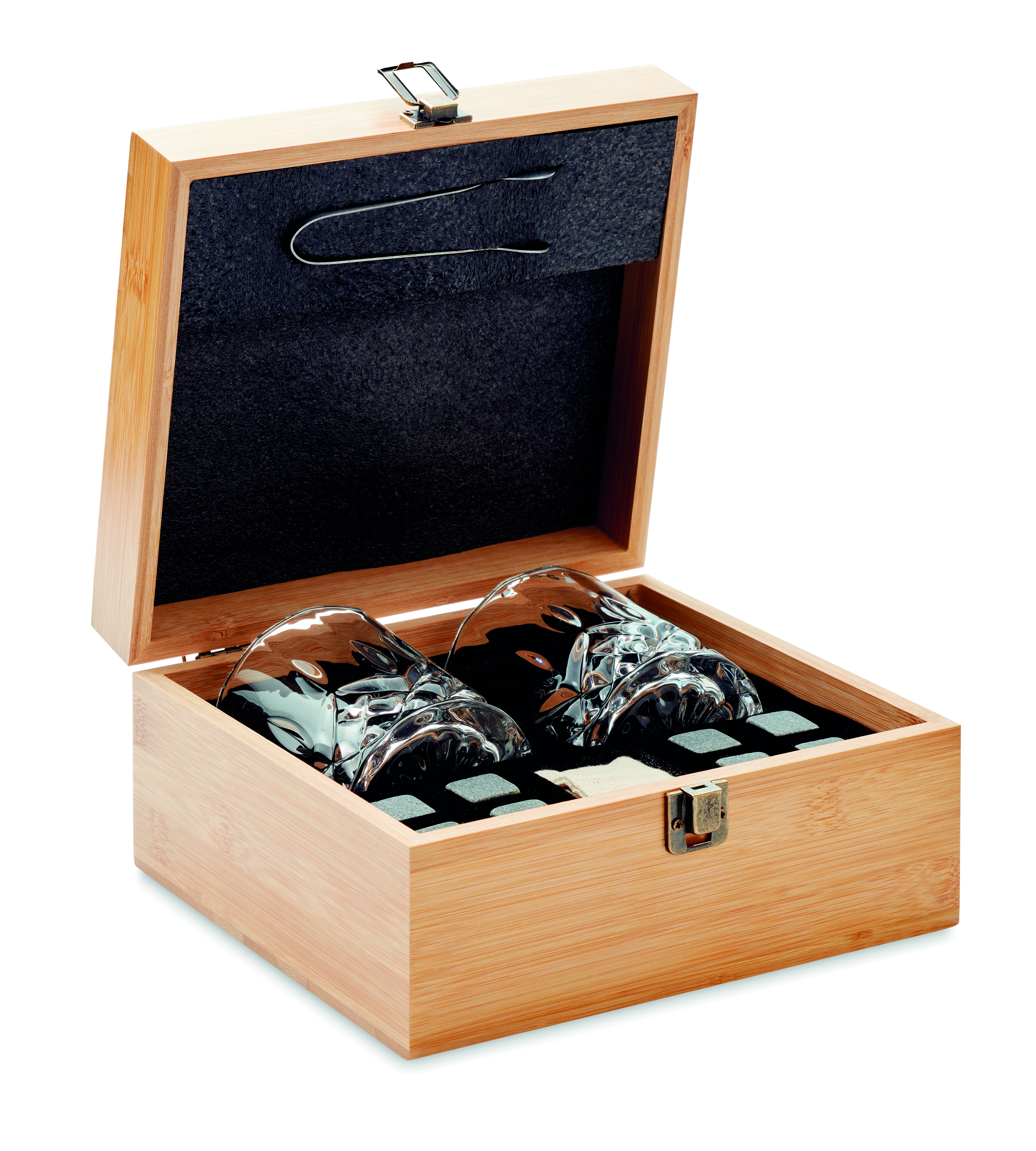 Set whisky luxe avec boîte cadeau bambou