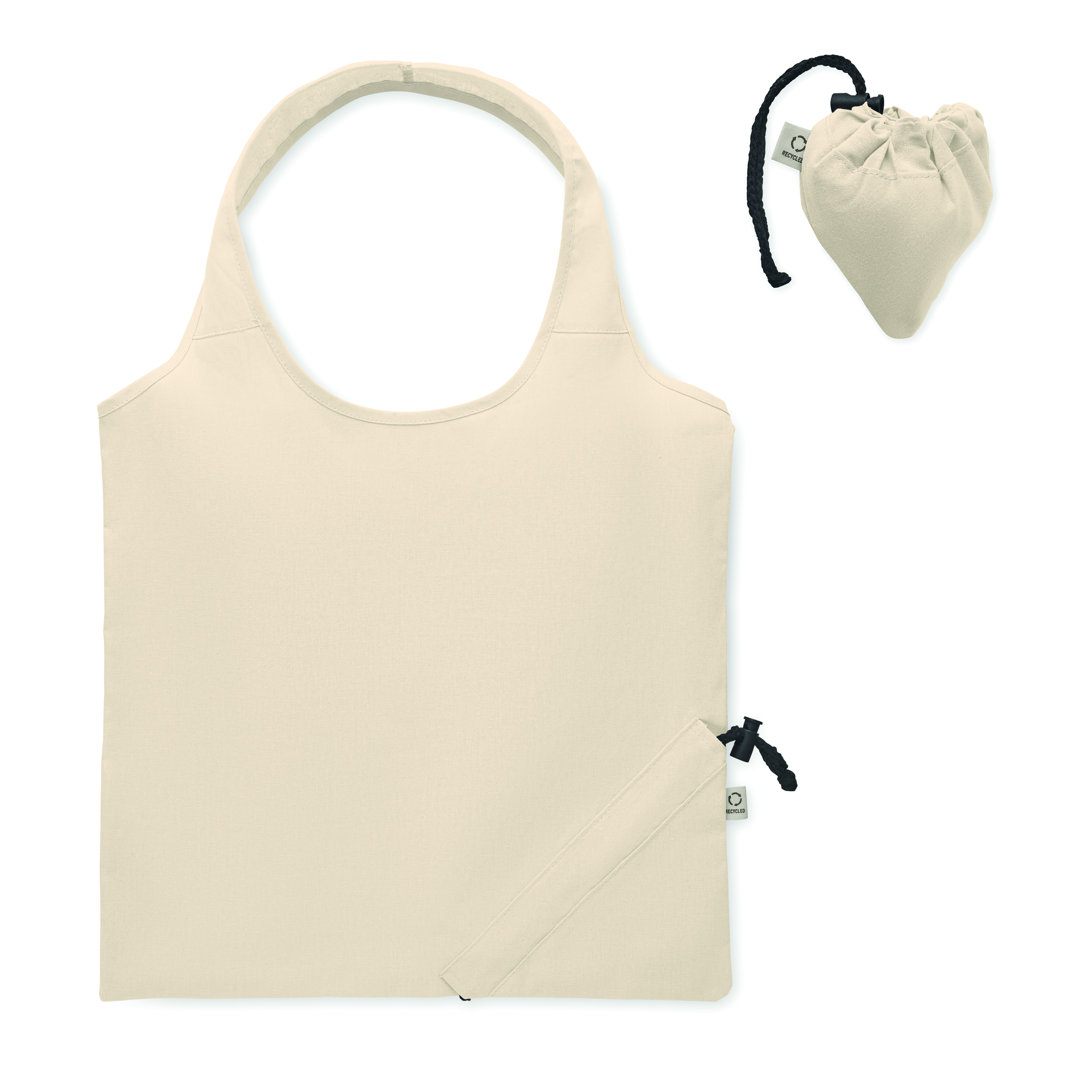 Sac shopping pliable coton recyclé 140 gr/m²