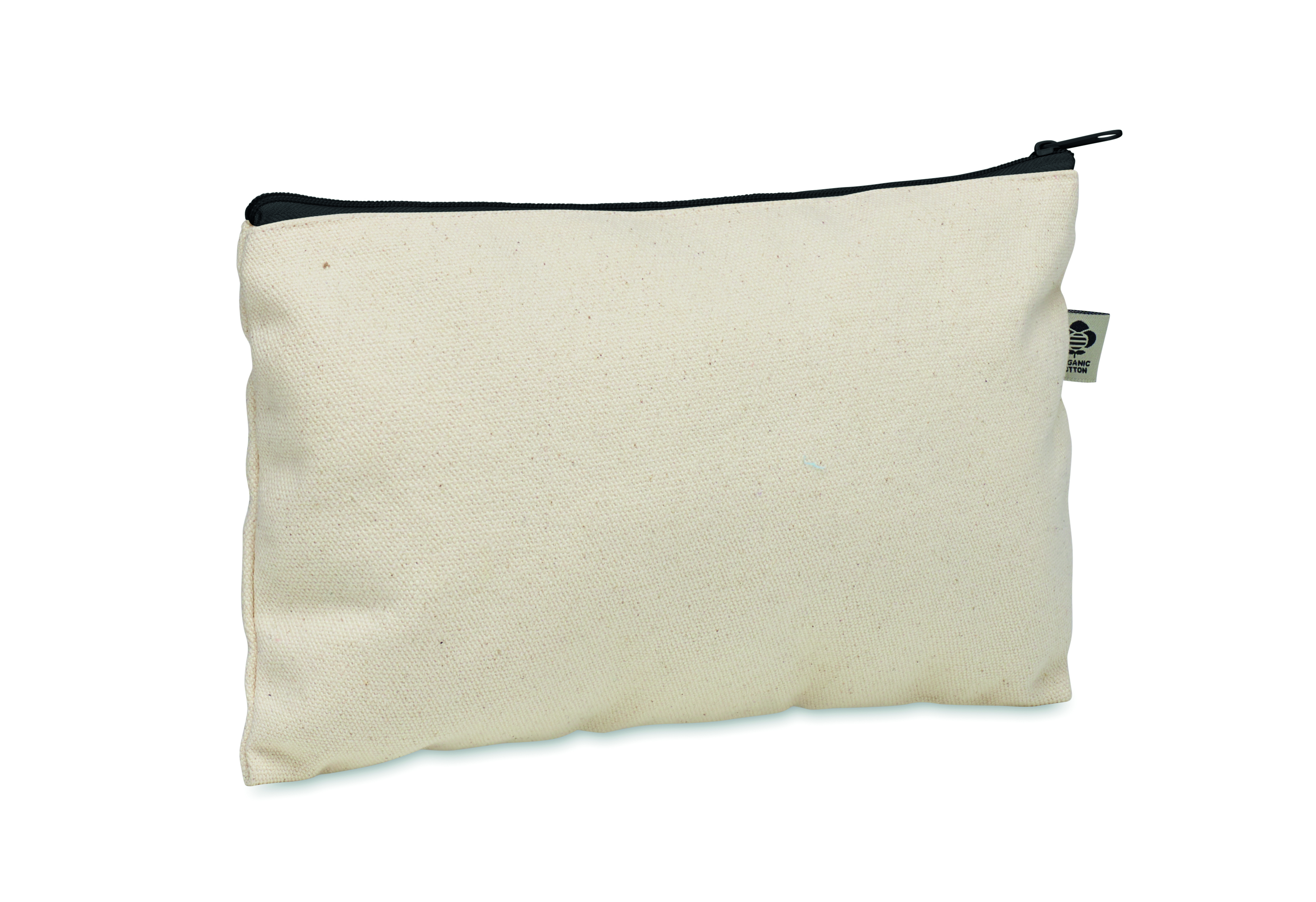 Pochette en coton biologique 340 gr/m² à fermeture éclair colorée