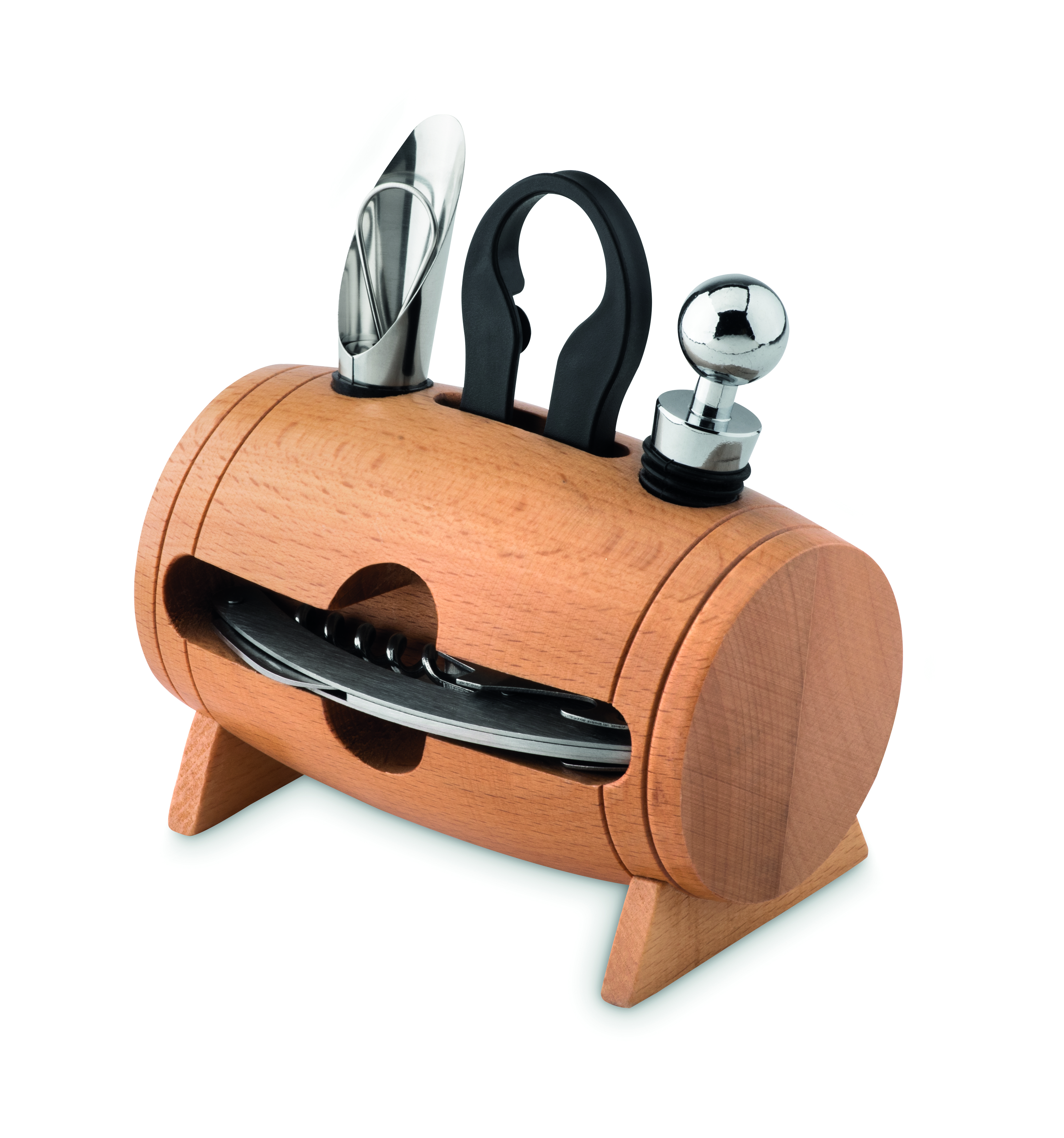 Mini tonneau en bois 4 accessoires à vin