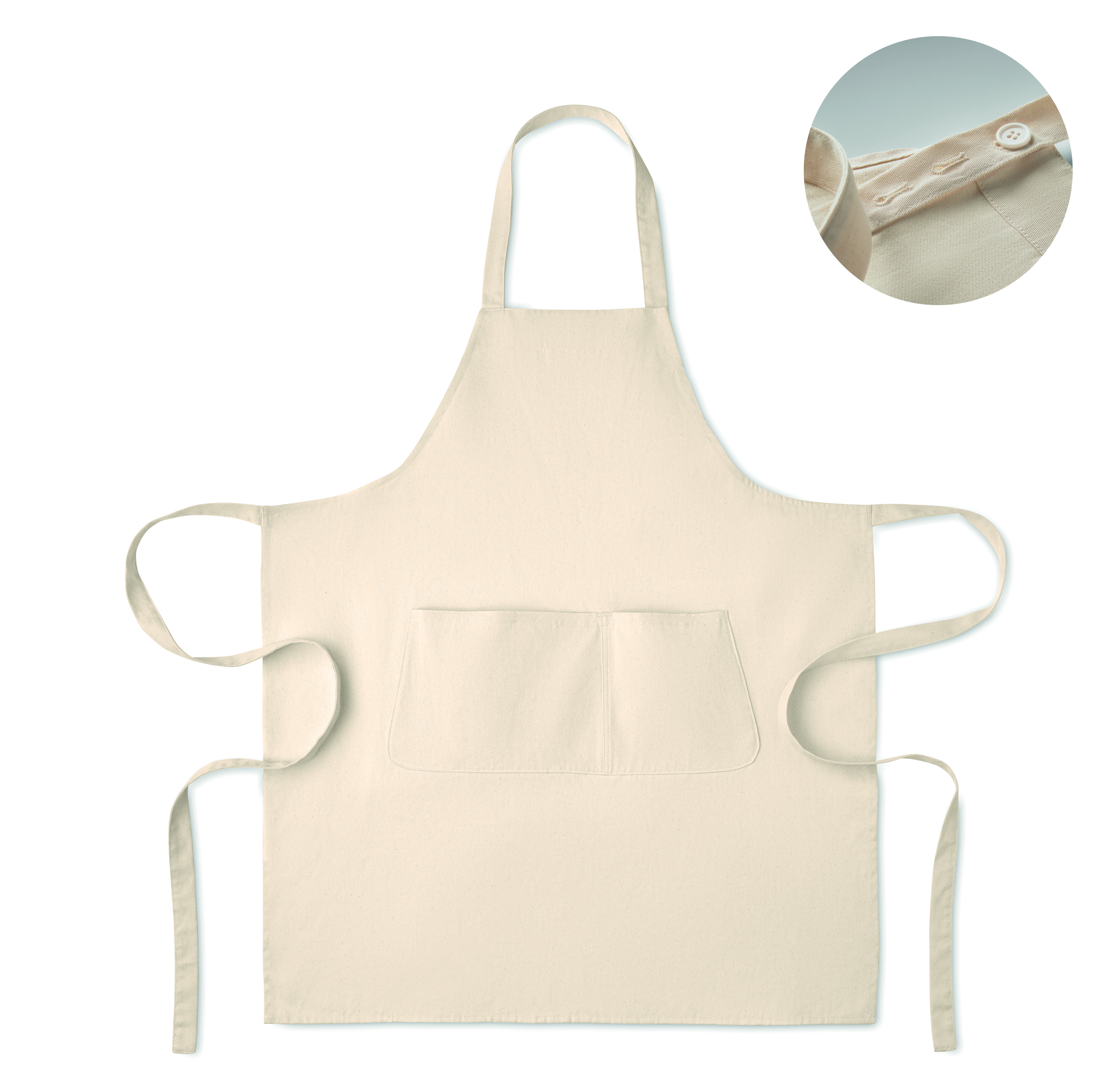 Tablier en coton bio 240 gr/m² à bavette avec poche