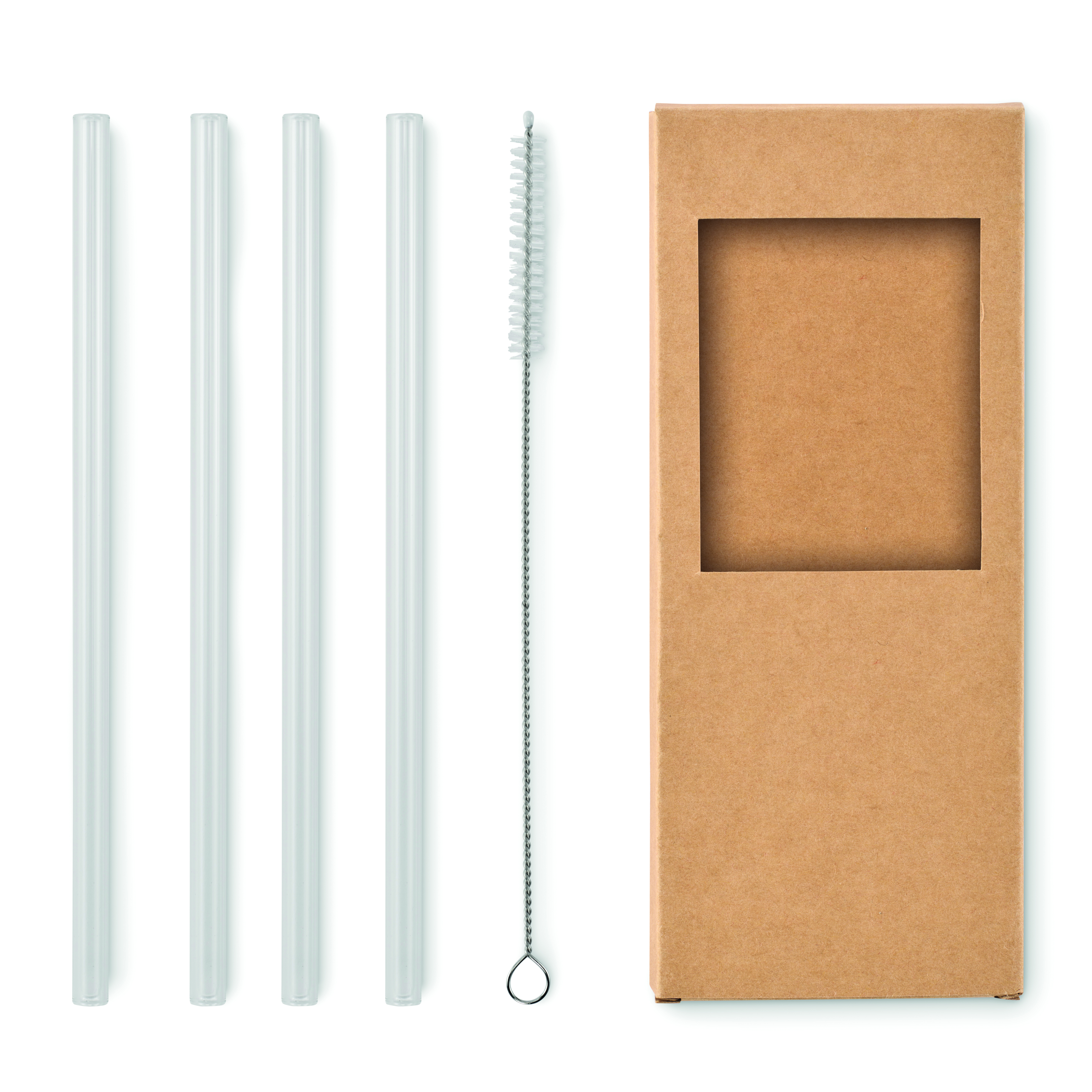 Set de 4 pailles en verre réutilisables avec brosse