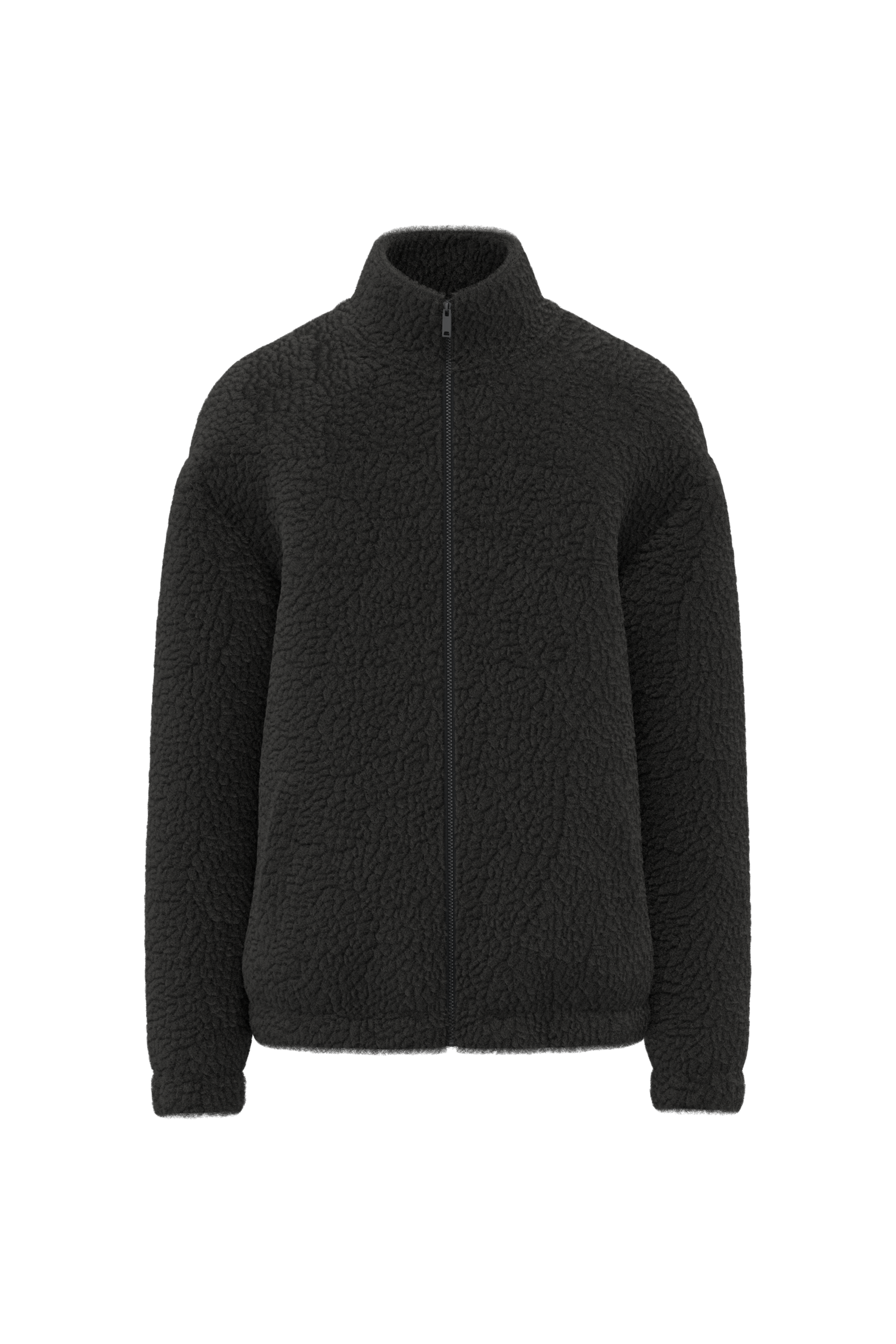Sweat-shirt zippé à épaules tombantes en sherpa unisexe