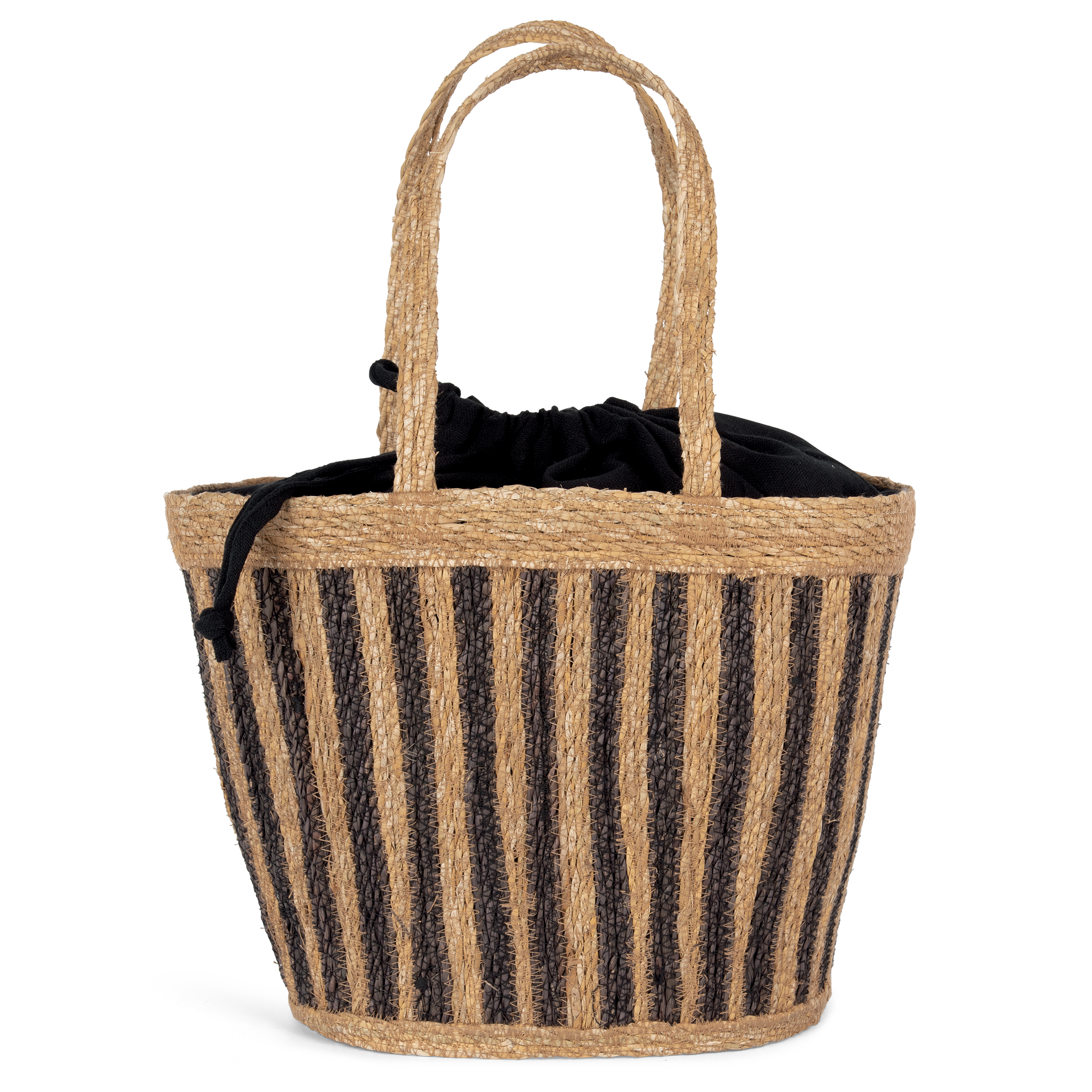 Sac panier rayé en jonc de mer