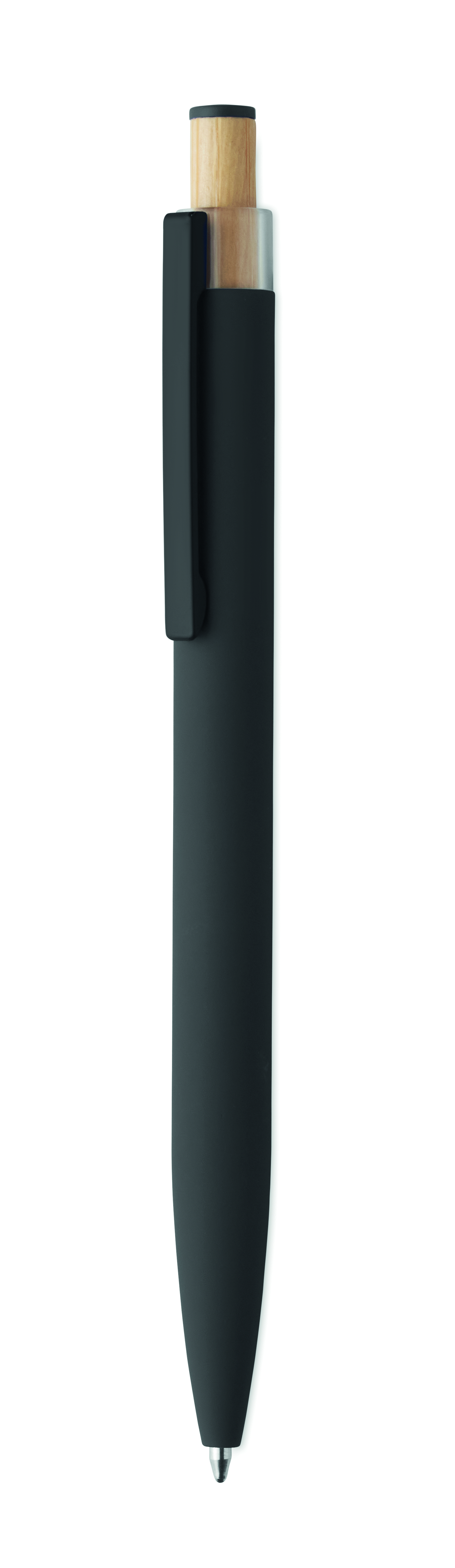 Stylo bille aluminium recyclé bambou clip métal encre bleue