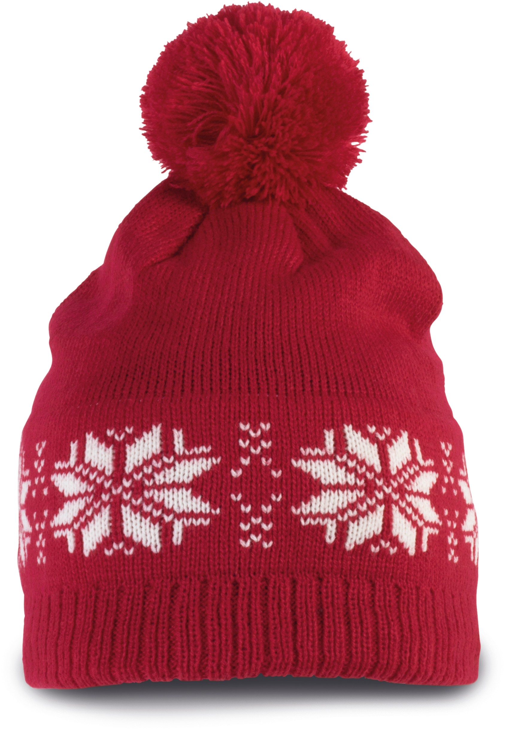 Bonnet de Noël tricoté motif étoiles en acrylique