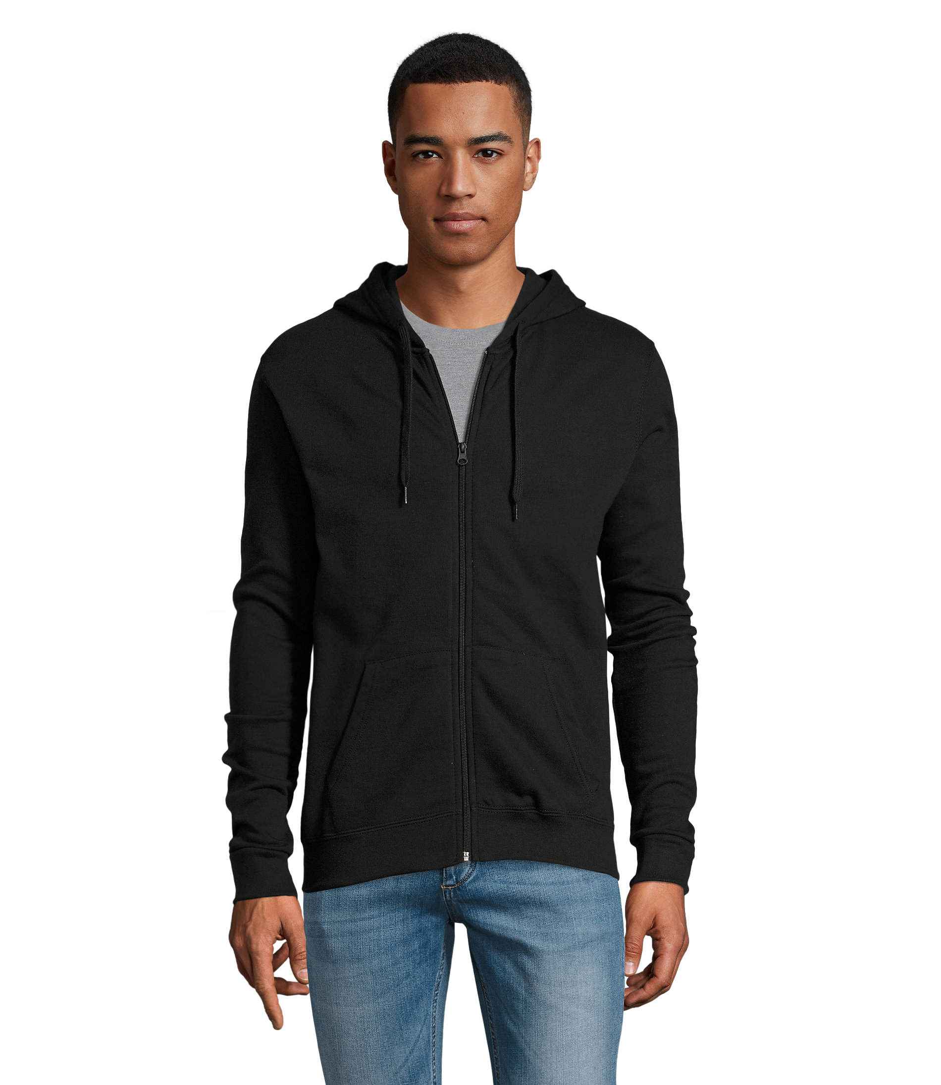 Sweat-shirt zippé Stone en polycoton - Unisexe
