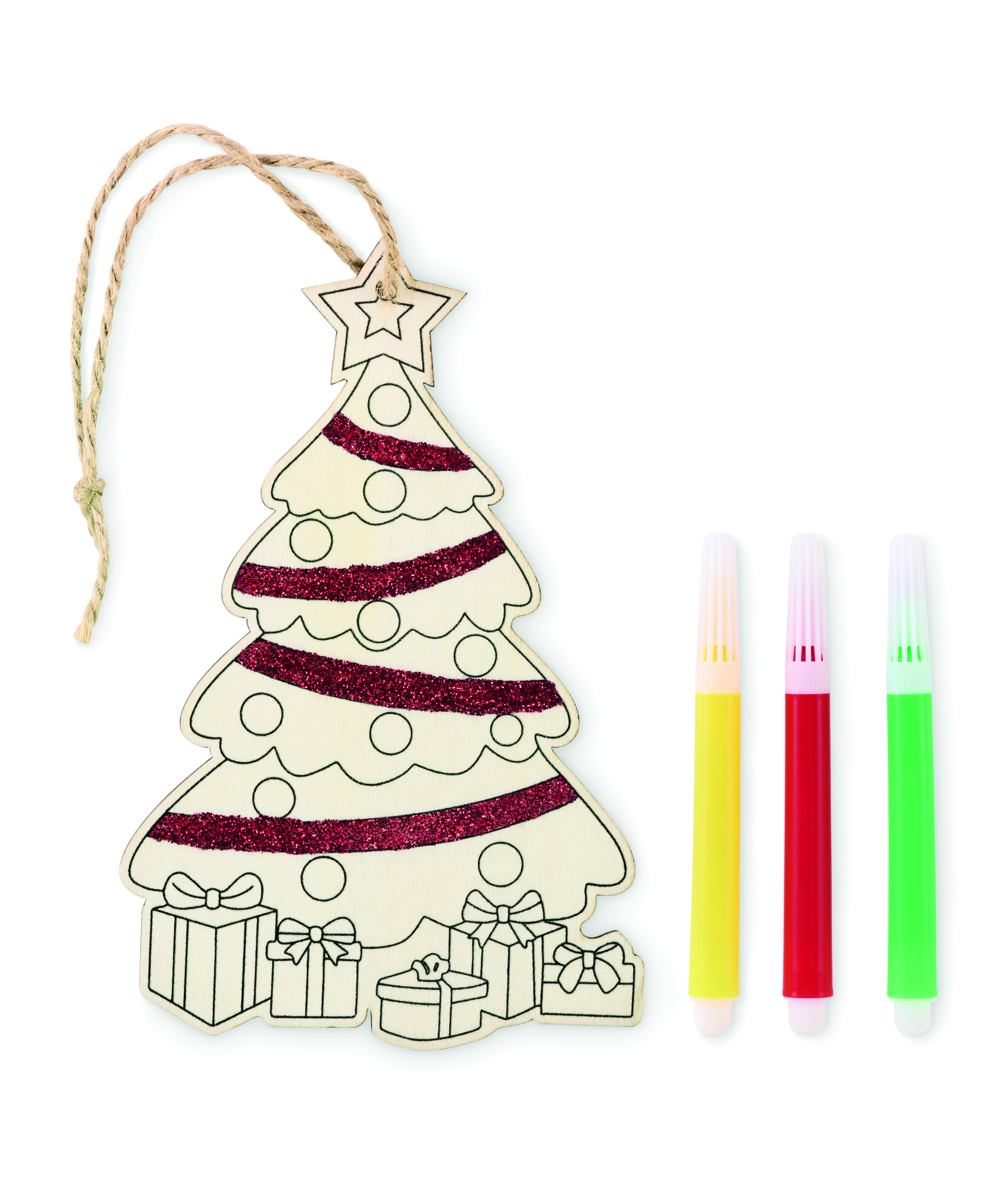Décoration sapin de Noël en bois à colorier