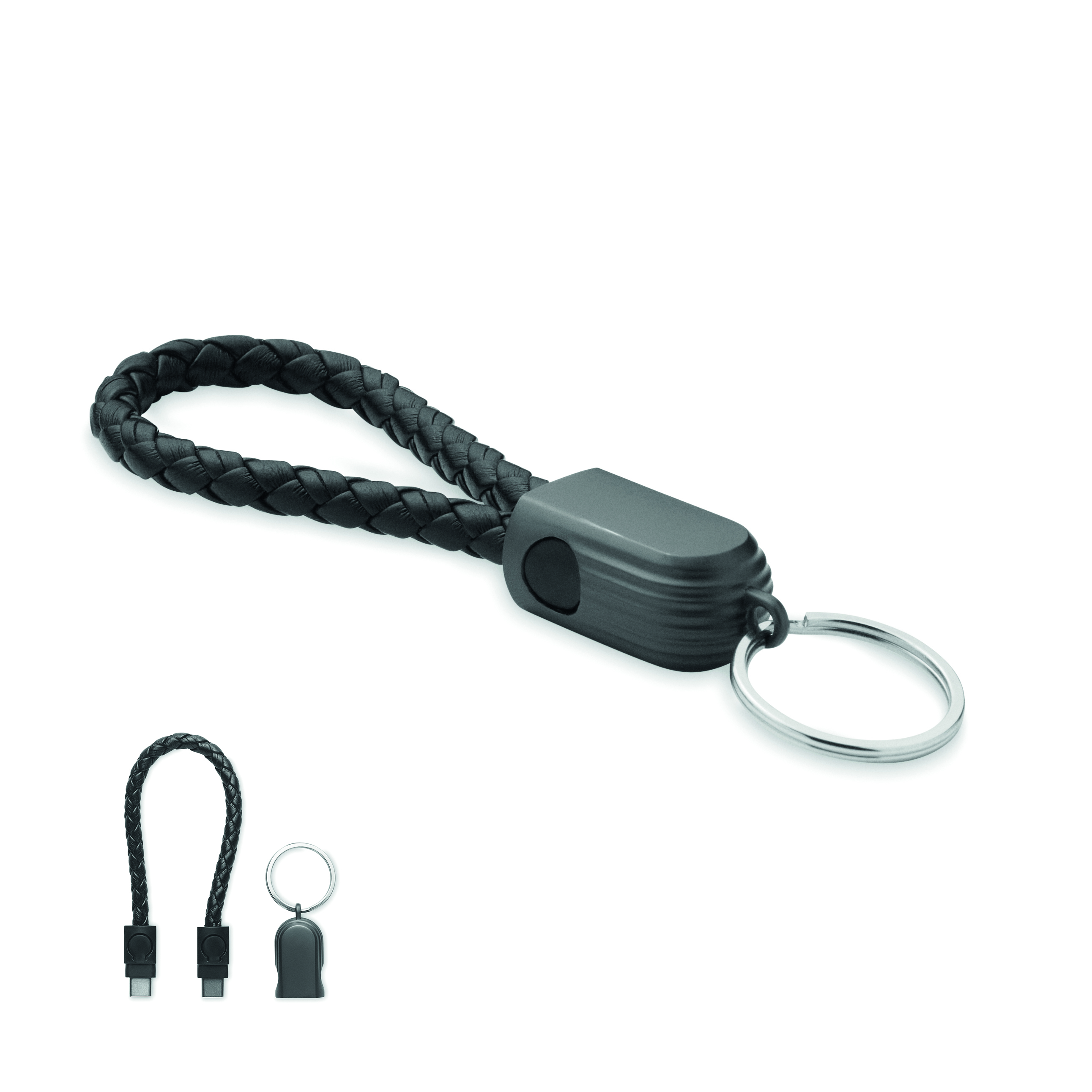 Câble porte-clés USB-C 60W PU tressé alliage de zinc