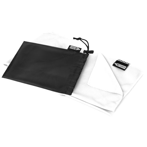 Serviette de sport rafraîchissante en PET recyclé Raquel 80 x 30 cm avec pochette