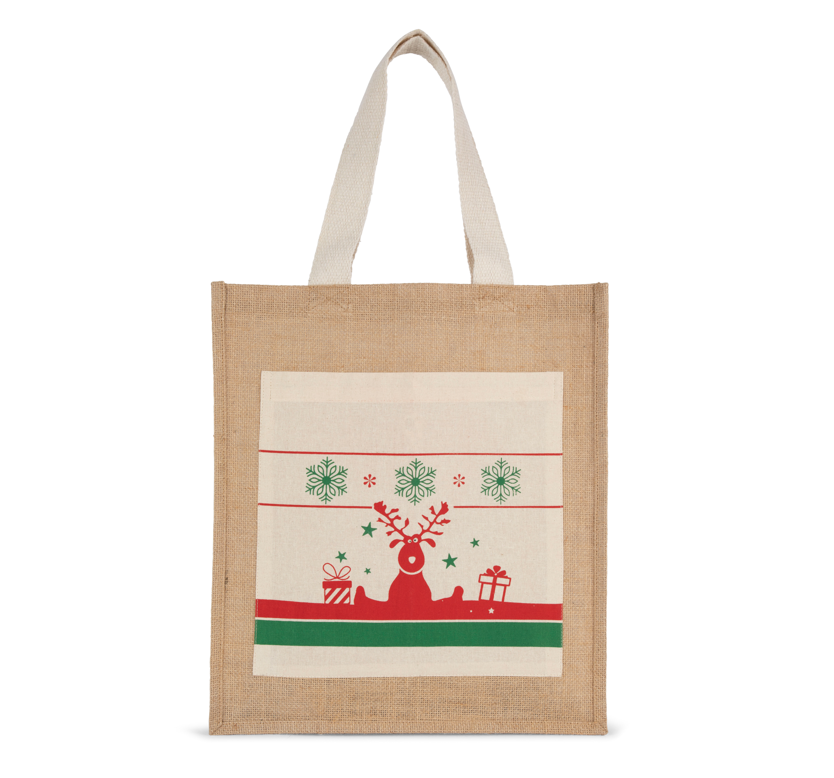 Sac shopping avec motifs de Noël en jute
