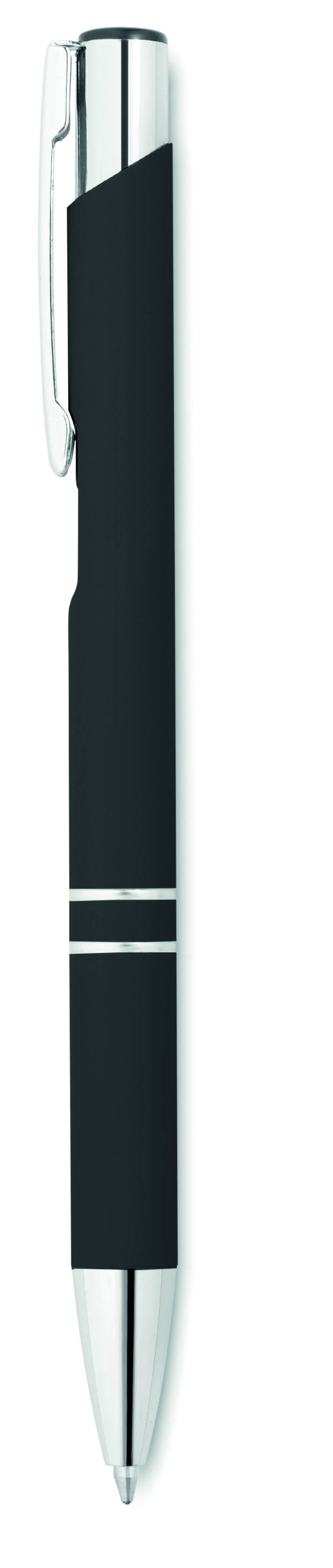Stylo bille poussoir finition caoutchouc encre bleue