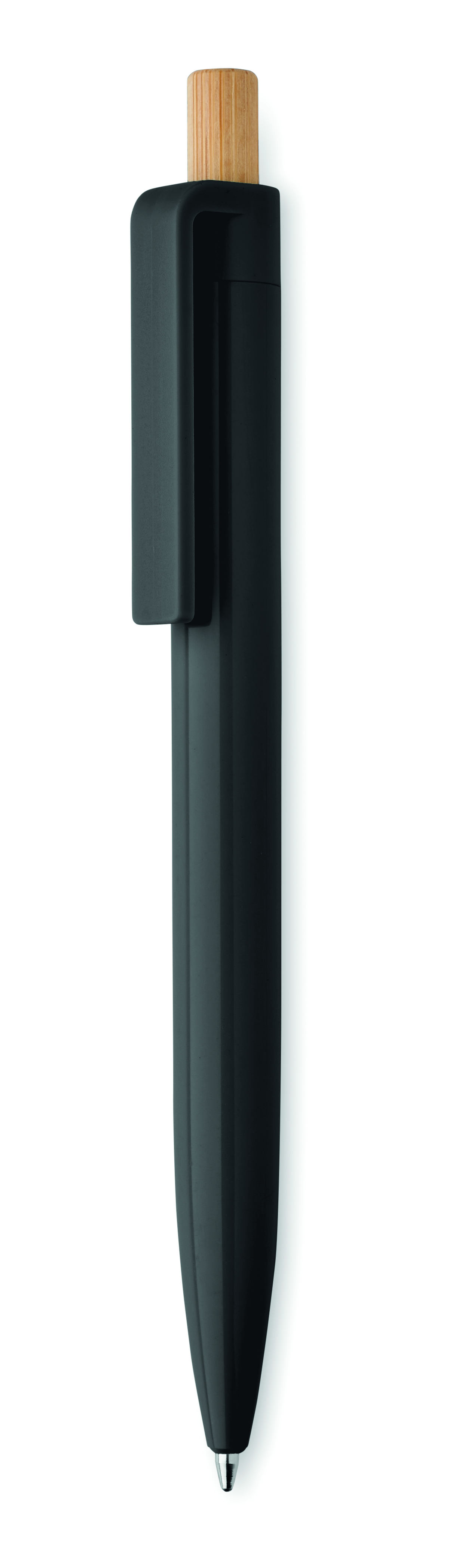 Écologique stylo à bille en ABS recyclé bouton poussoir bambou encre bleue
