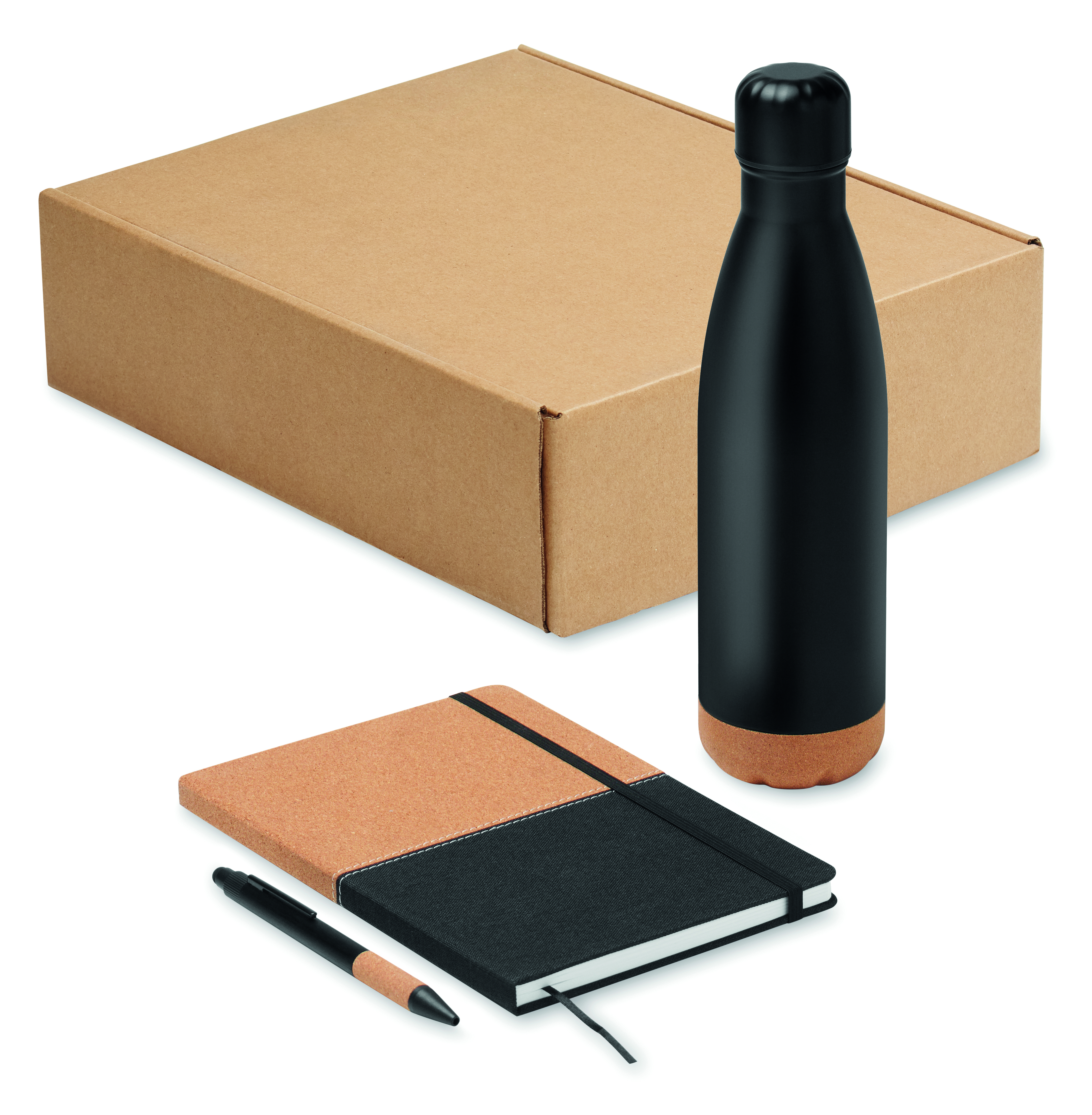Coffret cadeau 3 pièces bouteille isotherme carnet A5 stylo