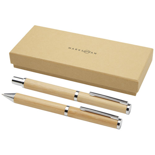 Parure stylo bille et stylo roller Apolys en bambou