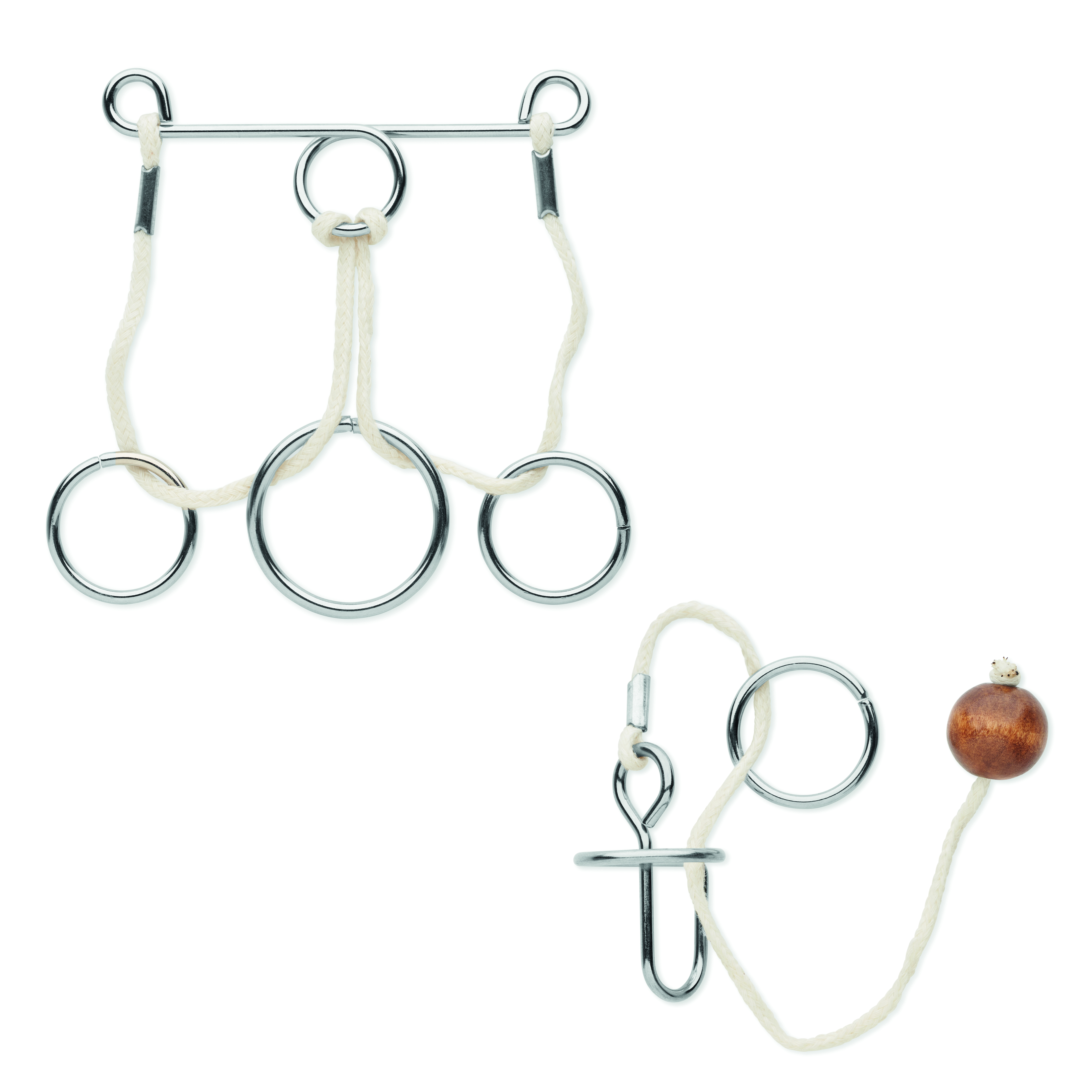 Jeu de 2 casse-tête en métal bois et corde