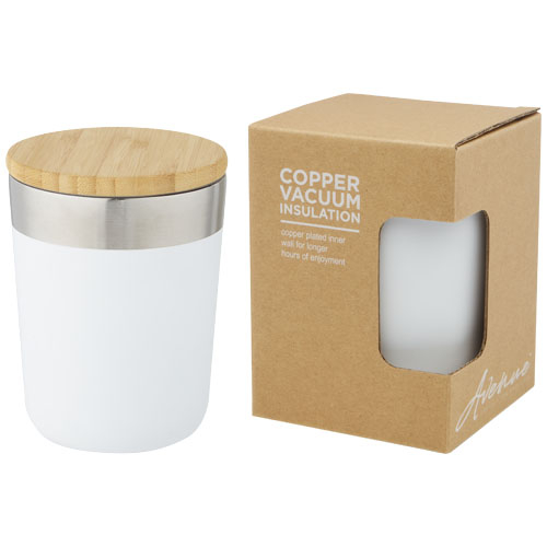 Gobelet Lagan de 330 ml en acier inoxydable avec isolation par le vide et couche de cuivre avec couvercle en bambou personnalisable