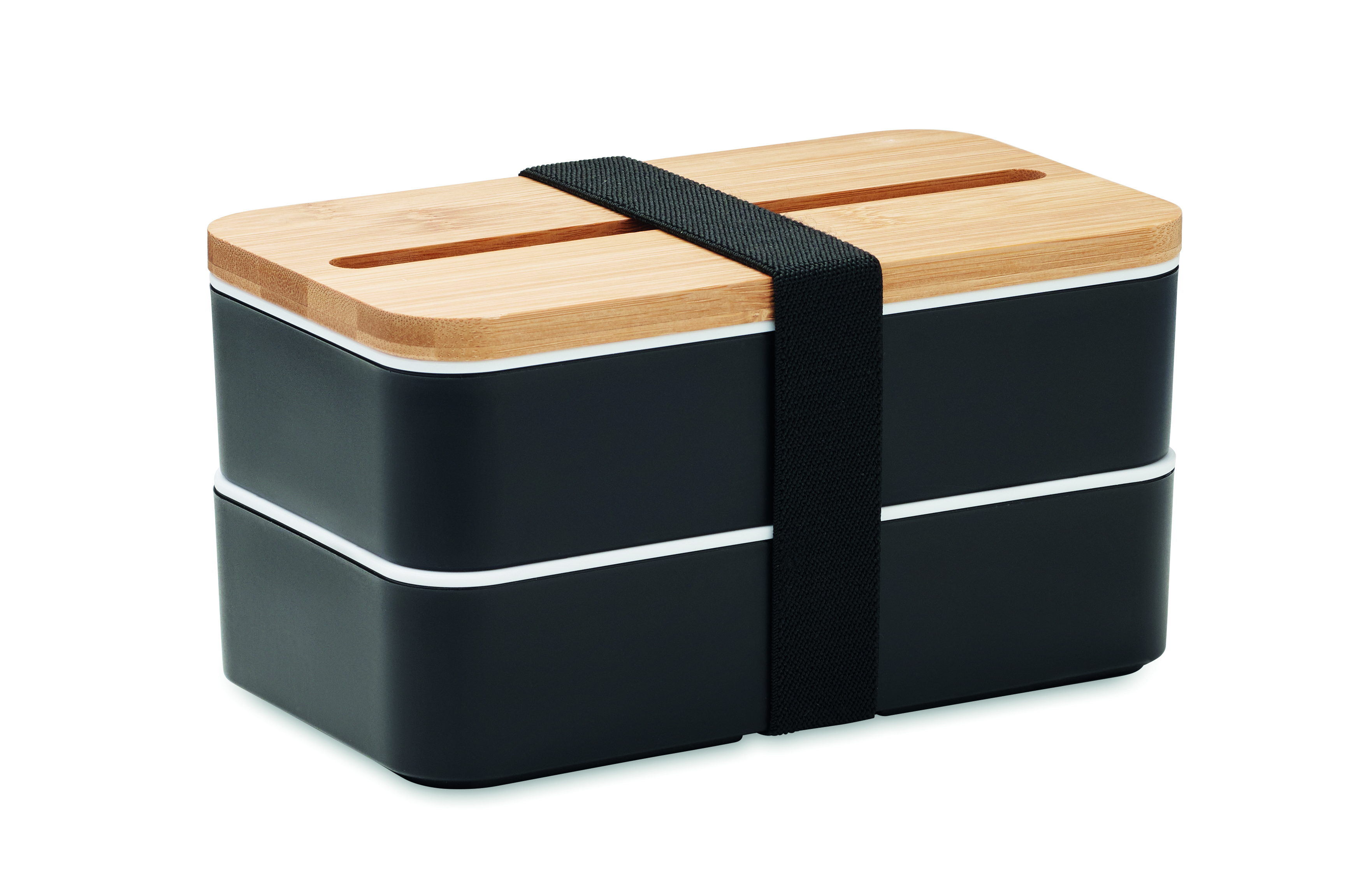 Lunchbox en PP à deux niveaux avec couvercle en bambou