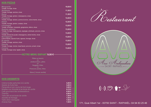 imprimer menu de restaurant pas cher