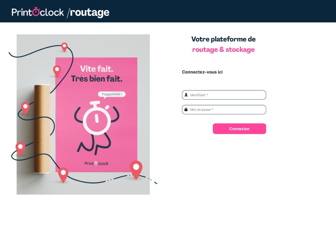 Page de connexion routage PrintOclock